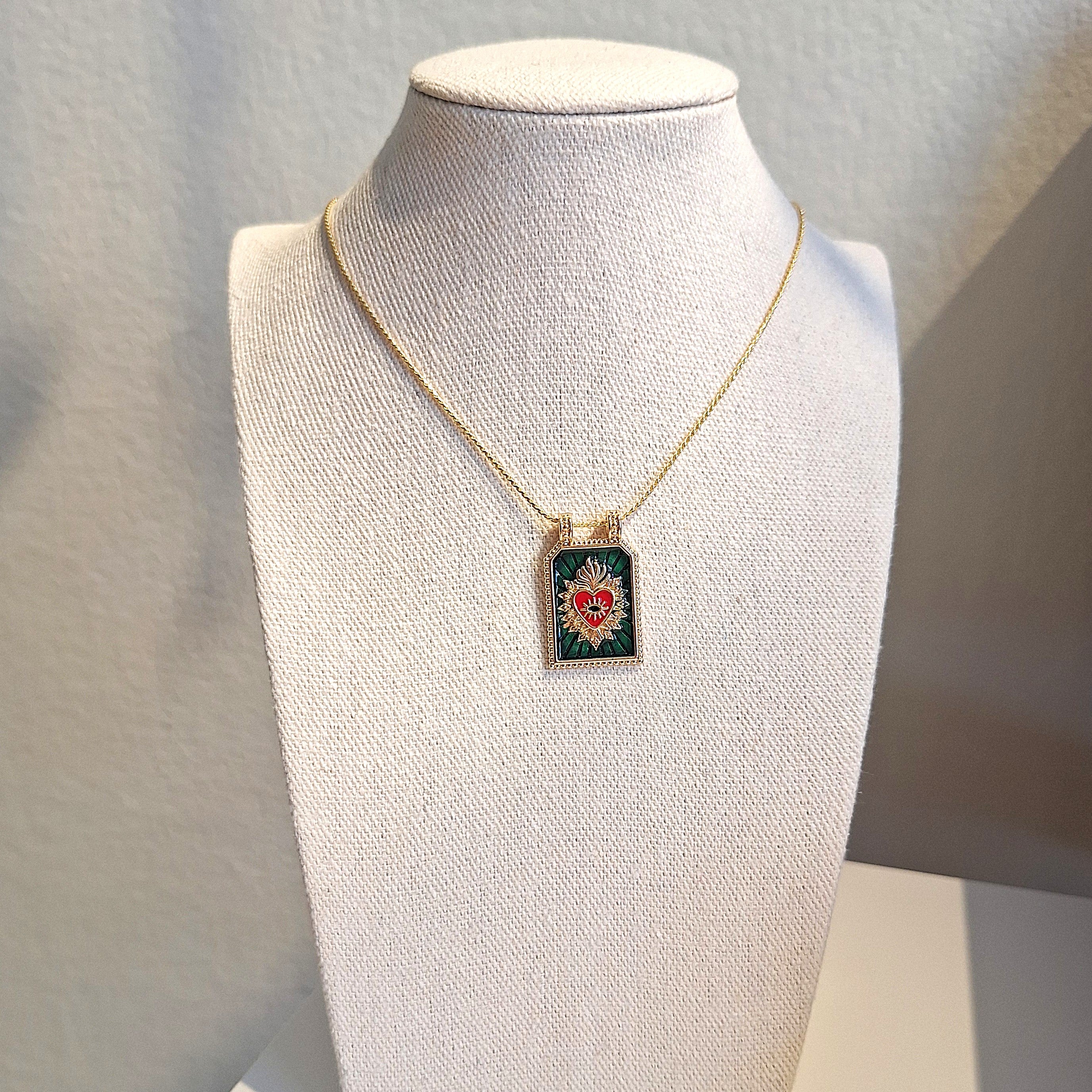 Medaglietta Cuore Sacro - Verde