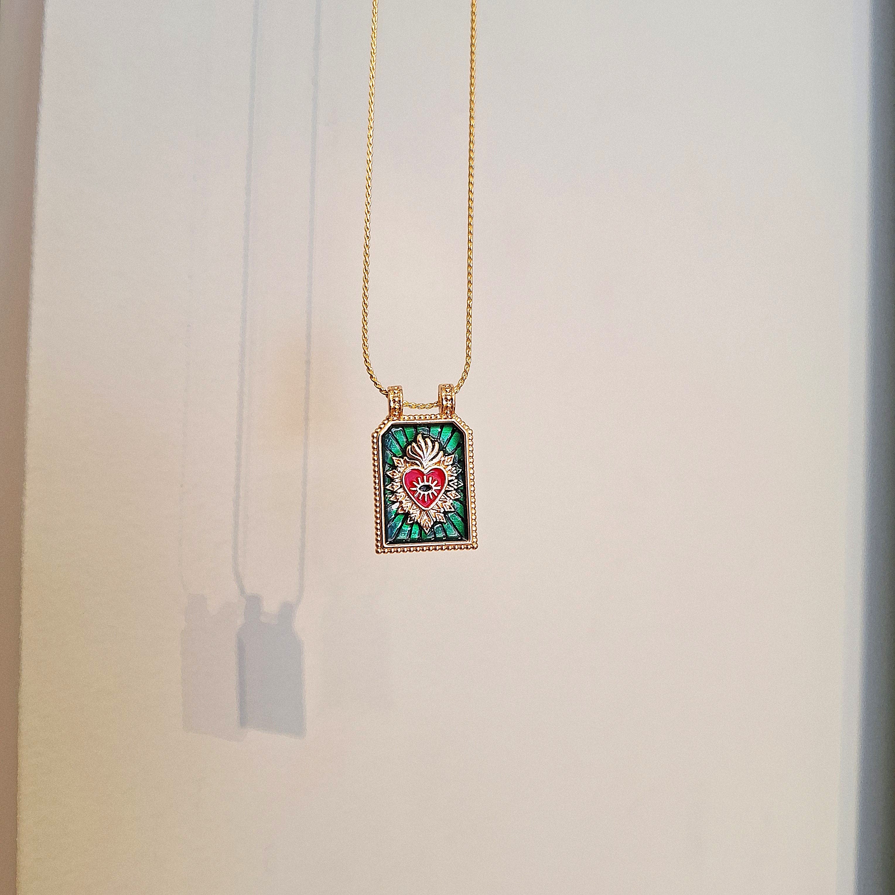Medaglietta Cuore Sacro - Verde